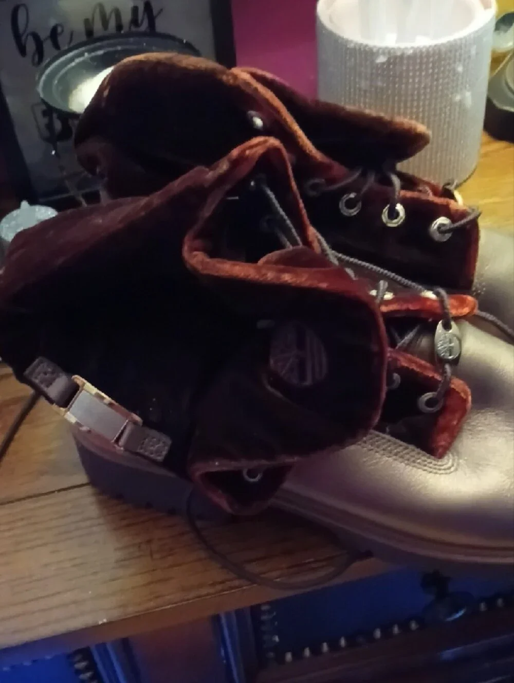 Timberland Men's Dark Brown Leather Lace-Up Boots with Velvet Collar